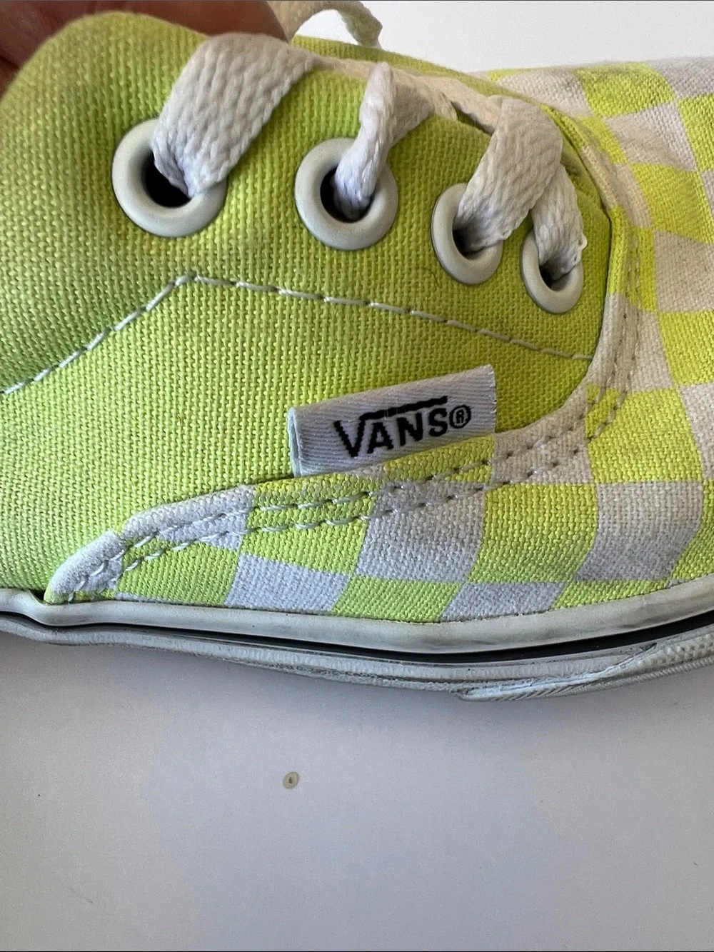 Vans Kids Checkerboard Lace-Up Sneakers - Neon Lime/White